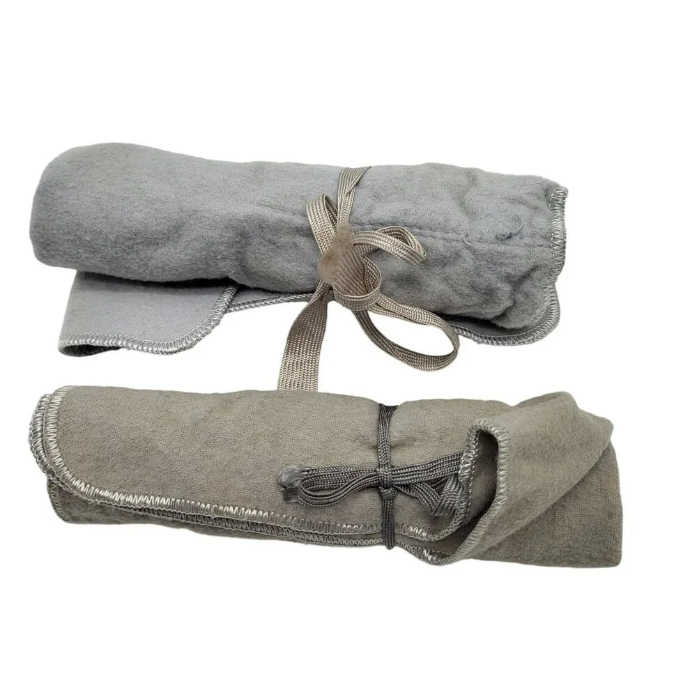 Vintage Silverware Cutlery Fabric Storage Roll Bag Holder Set of 2 Gray